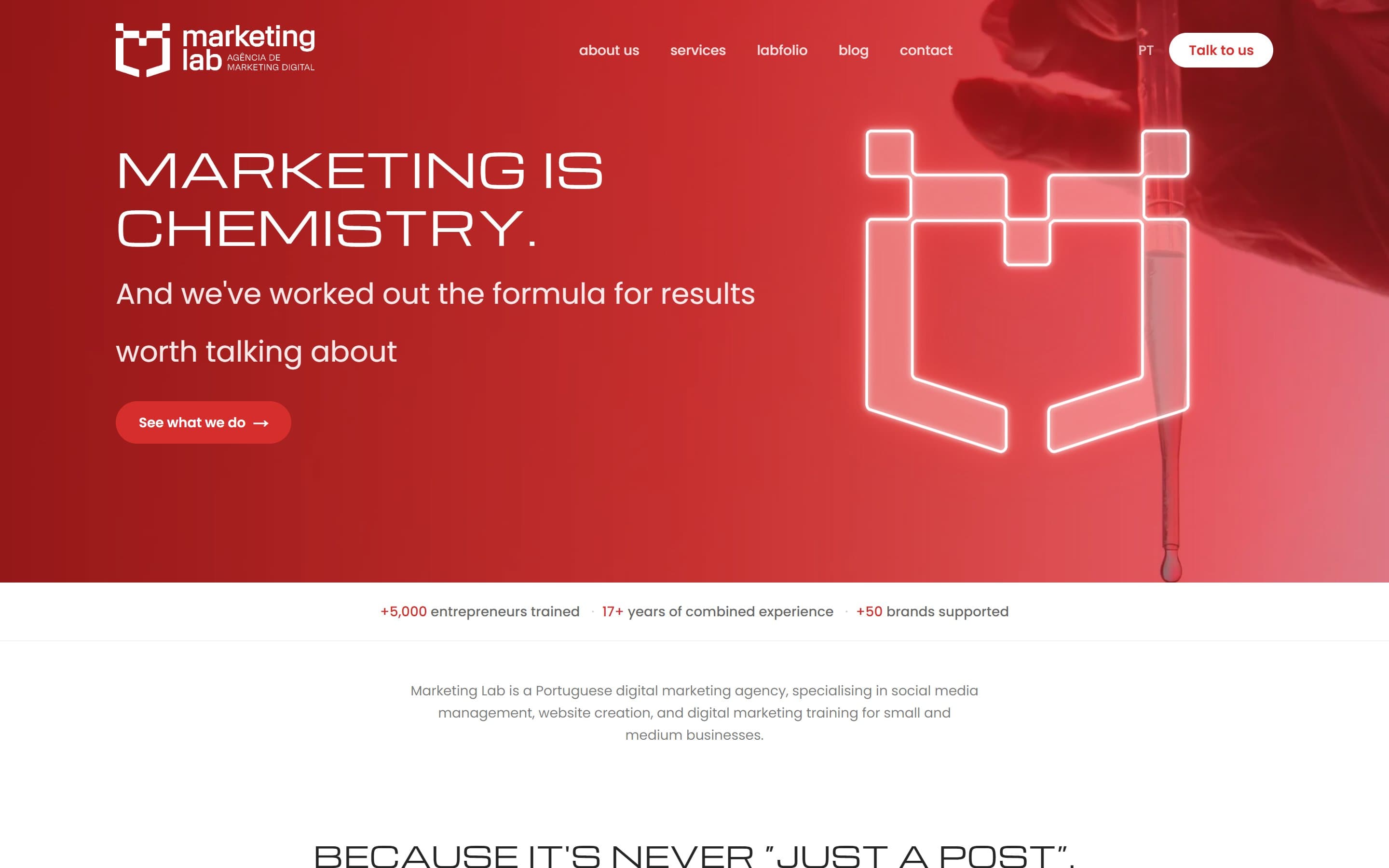 Marketing agency website homepage